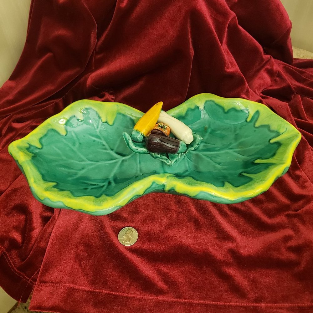 French Majolica Crudité Dish